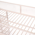 Twin Size Metal Loft Bed With 4 Tier Shelves And Storage, Pink Pink Metal