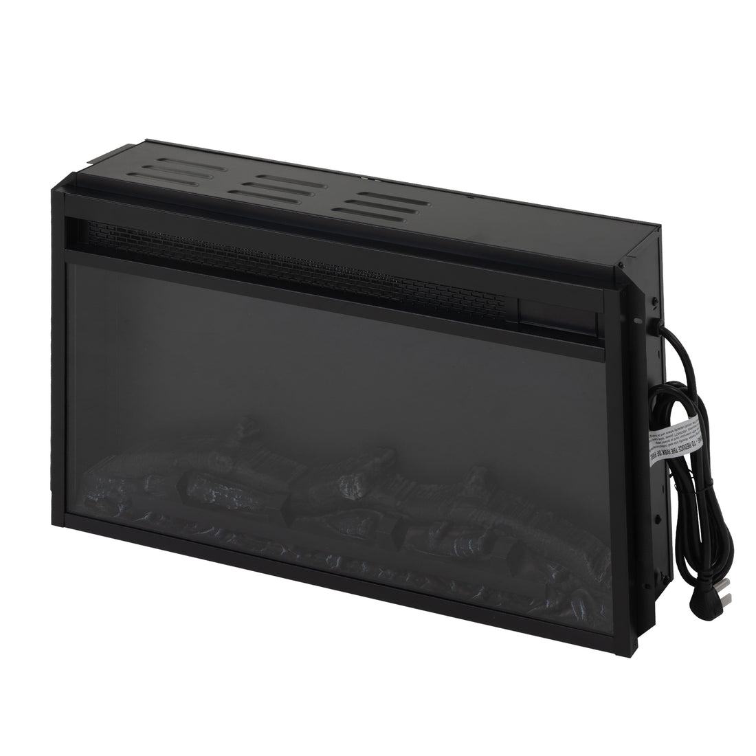 Electric Fireplace With Remote Control And Temperature Adjustment Set, Black Black Metal