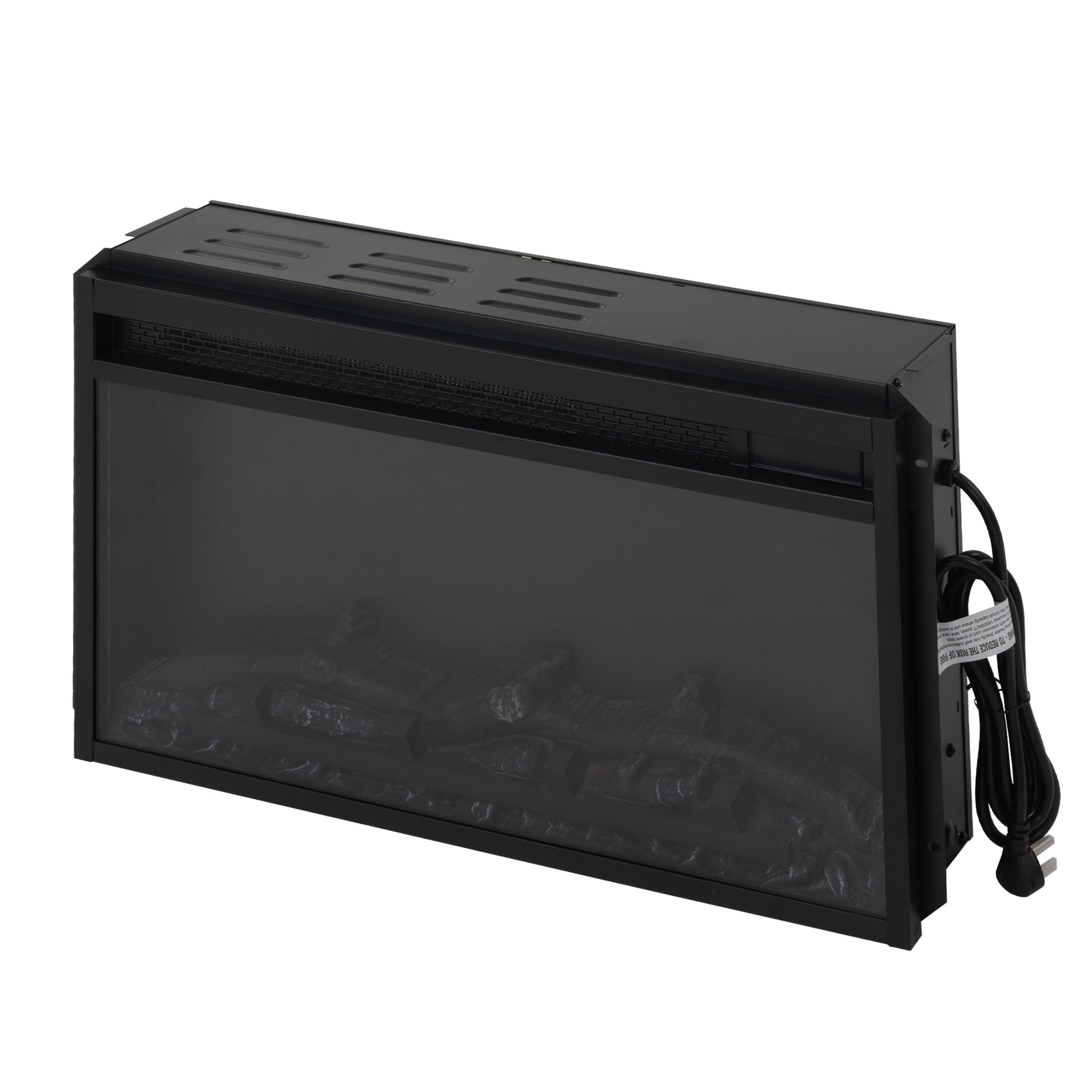 Electric Fireplace With Remote Control And Temperature Adjustment Set, Black Black Metal