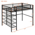 Twin Size Metal Loft Bed With 4 Tier Shelves And Storage, Black Black Metal