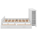 Full Size Platform Bed With Drawers And Storage Shelves, White White Solid Wood Mdf