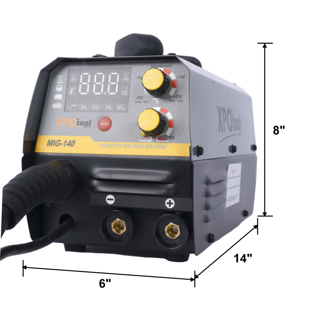 140A Mig Welder,110V 220V Dual Voltage Multiprocess Welder,Gas Gasless Mig Welding Machine,4 In 1 Flux Mig Solid Wire Lift Tig Stick Arc Welder Black Grey Abs Steel Q235