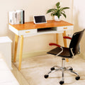 Double Drawn Solid Wood Computer Desk Natural Wood