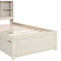 Modern Twin Size Bed Frame With Built In Usb Port On Bookcase Headboard And 2 Drawers For White Washed Color Box Spring Not Required Twin White Washed Bedroom Bed Frame Particle Board