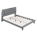 Full Size Velvet Platform Bed With Led Frame, Thick & Soft Fabric And Button Tufted Design Headboard, Gray Gray Velvet