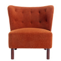 Accent Chair, Upholstered Armless Chair Lambskin Sherpa Single Sofa Chair With Wooden Legs, Modern Reading Chair For Living Room Bedroom Small Spaces Apartment, Burnt Orange Burnt Orange Polyester