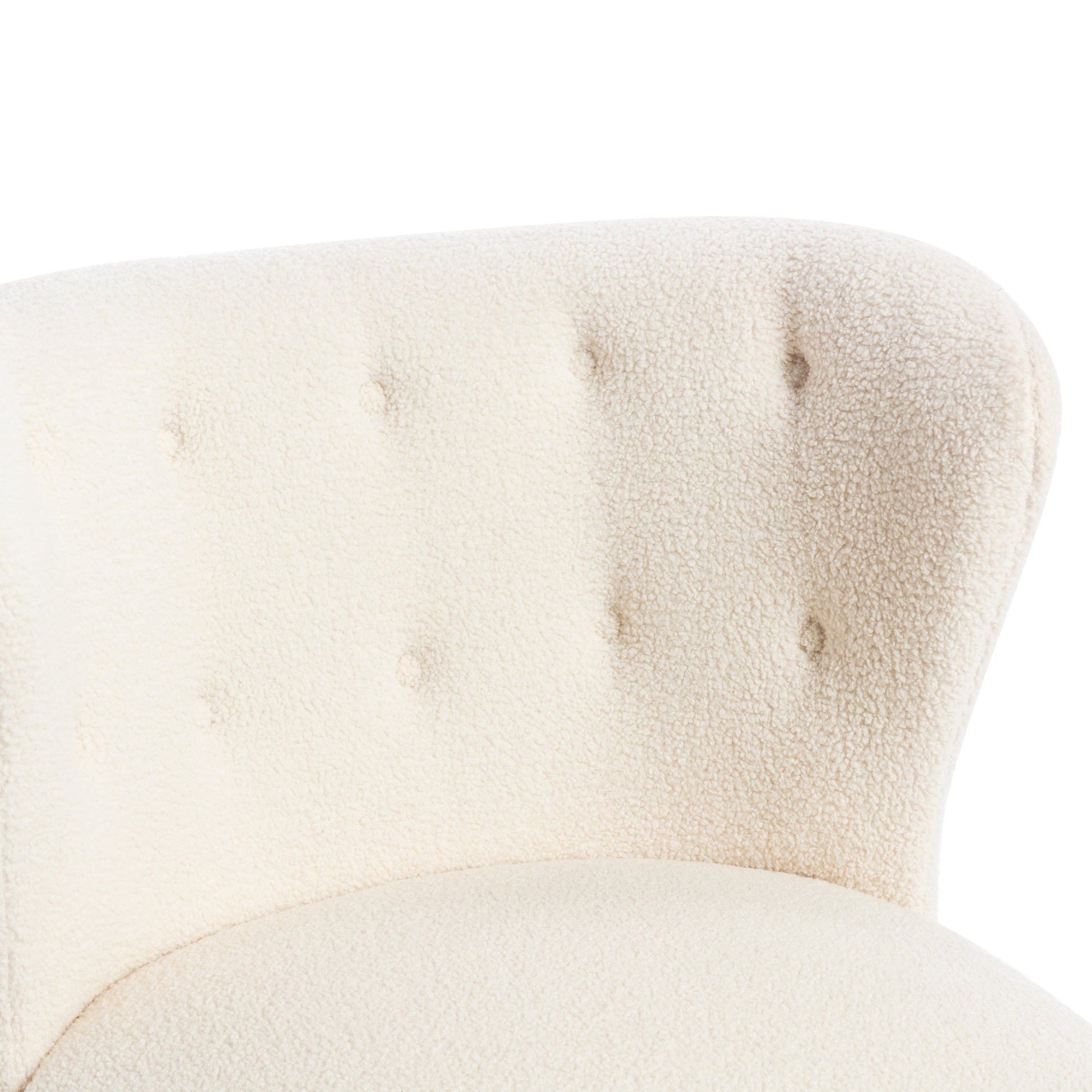 Accent Chair, Upholstered Armless Chair Lambskin Sherpa Single Sofa Chair With Wooden Legs, Modern Reading Chair For Living Room Bedroom Small Spaces Apartment, Cream Cream Polyester