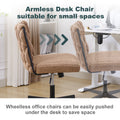 Armless Office Desk Chair No Wheels, Brown Brown Foam Polyester Blend