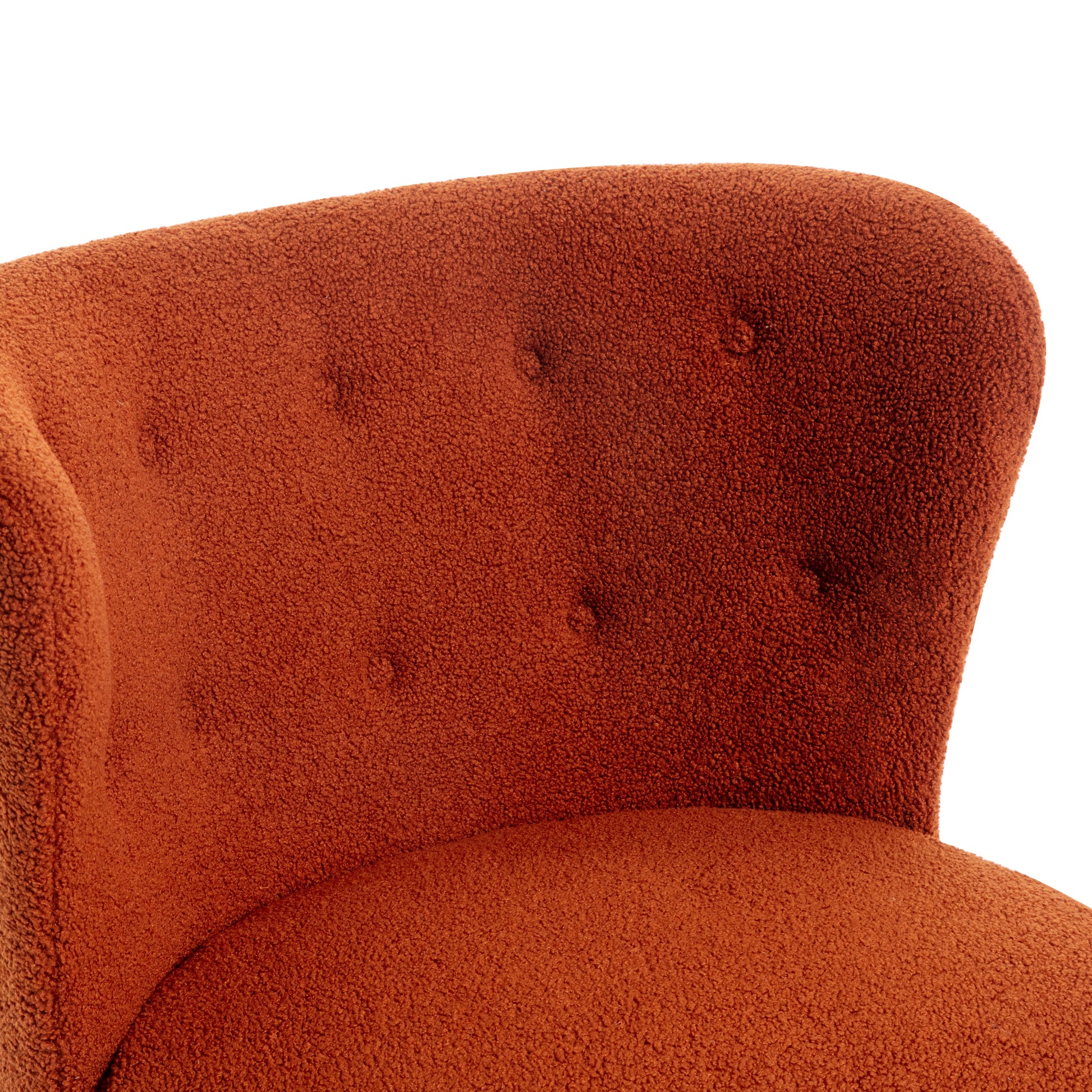 Accent Chair, Upholstered Armless Chair Lambskin Sherpa Single Sofa Chair With Wooden Legs, Modern Reading Chair For Living Room Bedroom Small Spaces Apartment, Burnt Orange Burnt Orange Polyester