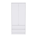 Beloit 3 Piece Bedroom Set, Nightstand Dresser Armoire, White White Particle Board Engineered Wood