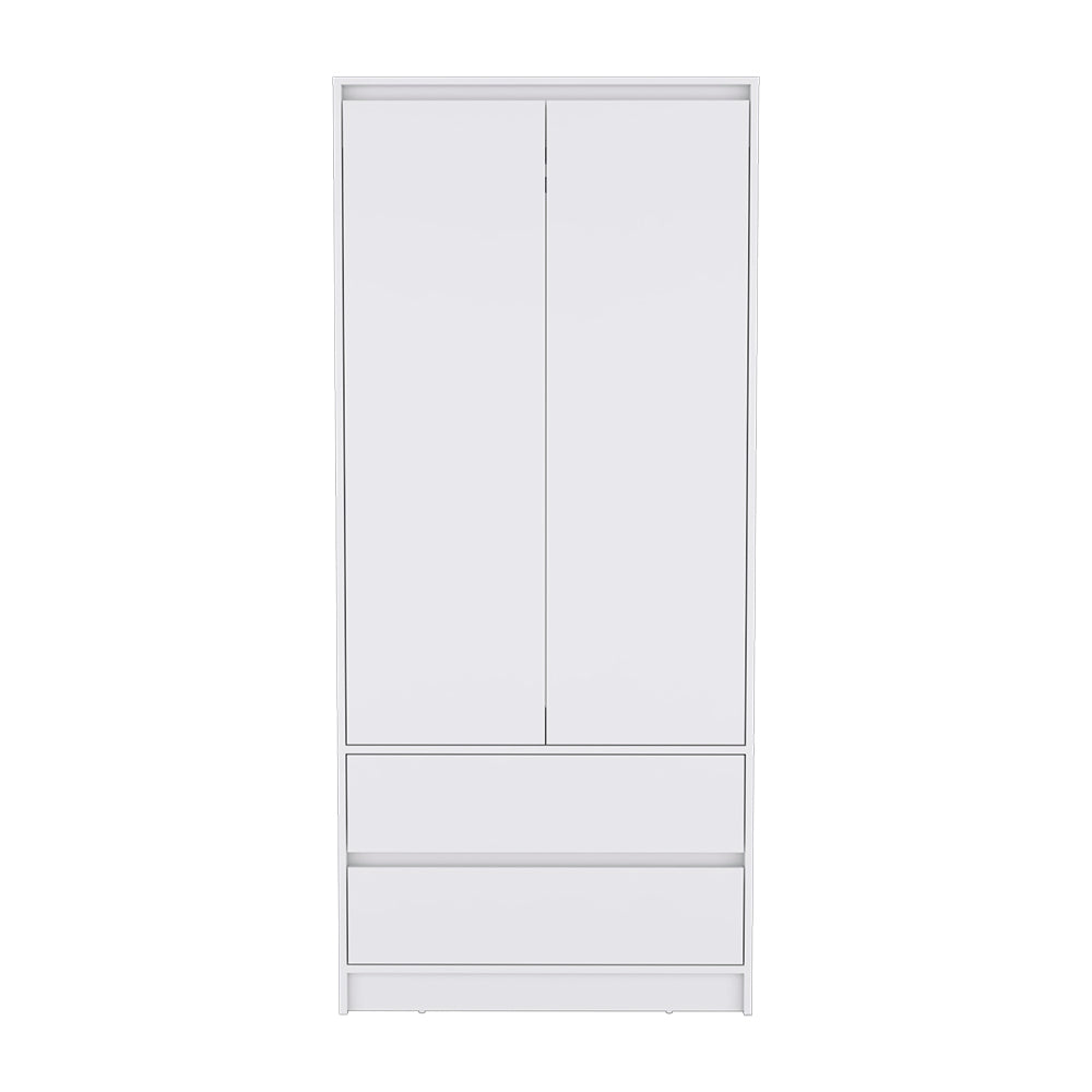 Beloit 3 Piece Bedroom Set, Nightstand Dresser Armoire, White White Particle Board Engineered Wood