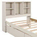Modern Twin Size Bed Frame With Built In Usb Port On Bookcase Headboard And 2 Drawers For White Washed Color Box Spring Not Required Twin White Washed Bedroom Bed Frame Particle Board