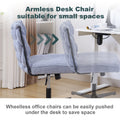Armless Office Desk Chair No Wheels, Blue Blue Foam Polyester Blend
