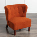 Accent Chair, Upholstered Armless Chair Lambskin Sherpa Single Sofa Chair With Wooden Legs, Modern Reading Chair For Living Room Bedroom Small Spaces Apartment, Burnt Orange Burnt Orange Polyester