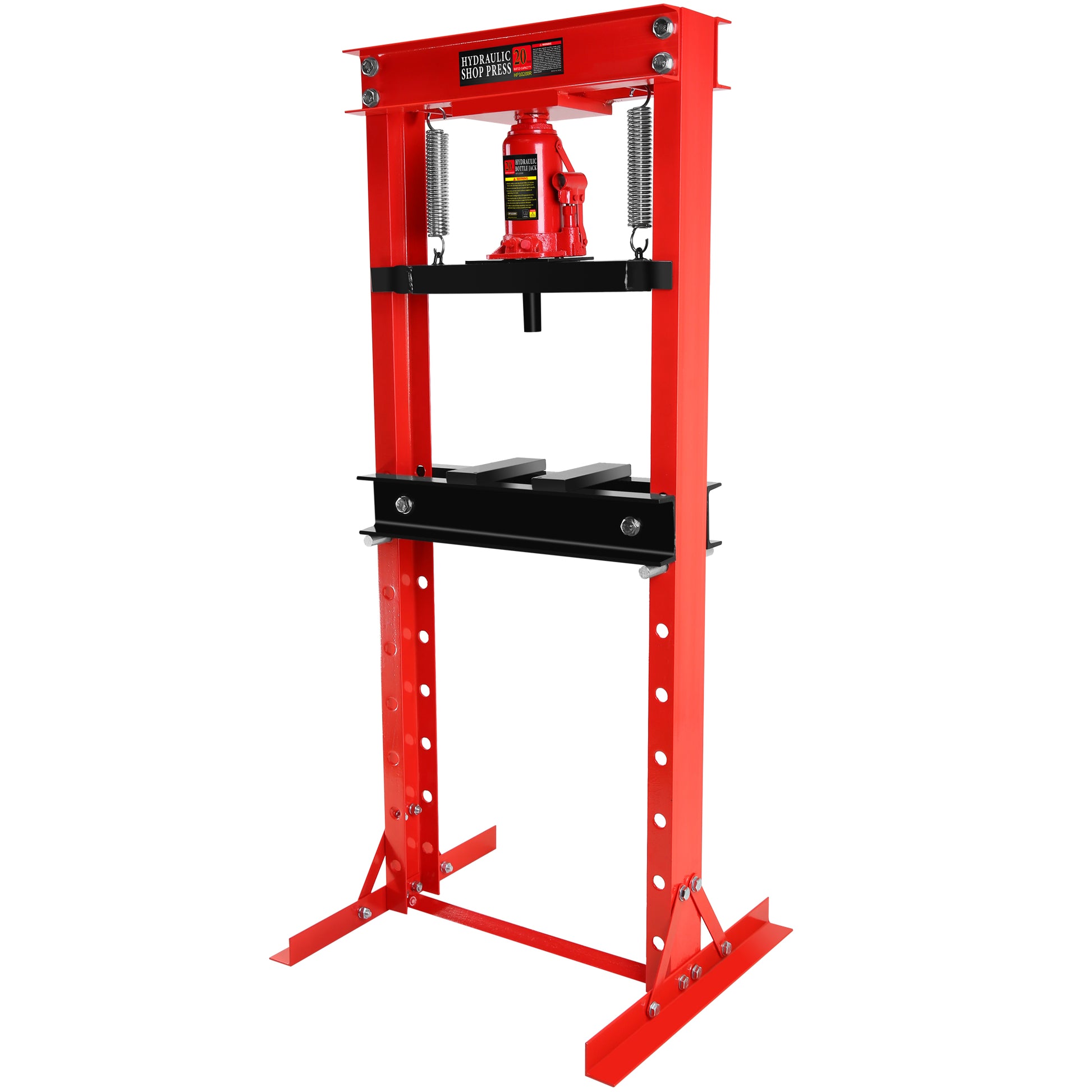 20 Ton Hydraulic Shop Floor Press, Steel H Frame Shop Press,Adjustable Working Table, Floor Stand Jack For Gears And Bearings,Red Red Steel
