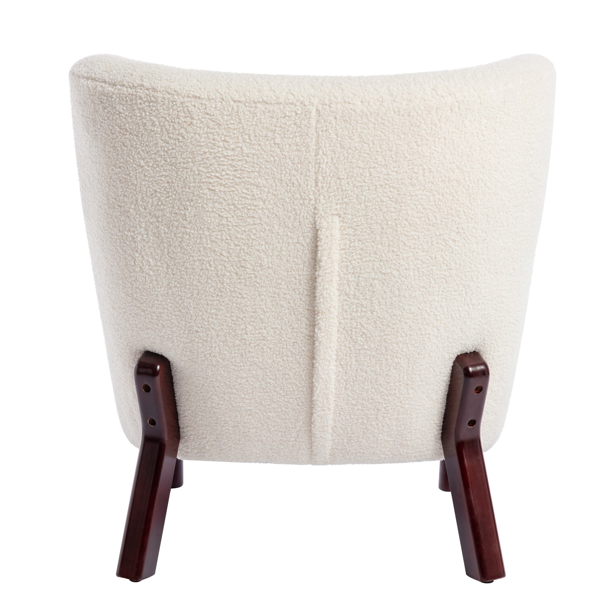 Accent Chair, Upholstered Armless Chair Lambskin Sherpa Single Sofa Chair With Wooden Legs, Modern Reading Chair For Living Room Bedroom Small Spaces Apartment, Cream Cream Polyester