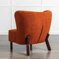 Accent Chair, Upholstered Armless Chair Lambskin Sherpa Single Sofa Chair With Wooden Legs, Modern Reading Chair For Living Room Bedroom Small Spaces Apartment, Burnt Orange Burnt Orange Polyester