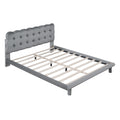 Queen Size Velvet Platform Bed With Led Frame, Thick & Soft Fabric And Button Tufted Design Headboard, Gray Gray Velvet
