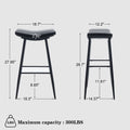 Bar Stools Set Of 2 Armless Counter Low Bar Stools Without Back Modern Pu Leather Stools With Metal Leg And Footrest ,Black Black Pu Kitchen Foam Dry Clean Modern Bar Stools Foam Pu Leather