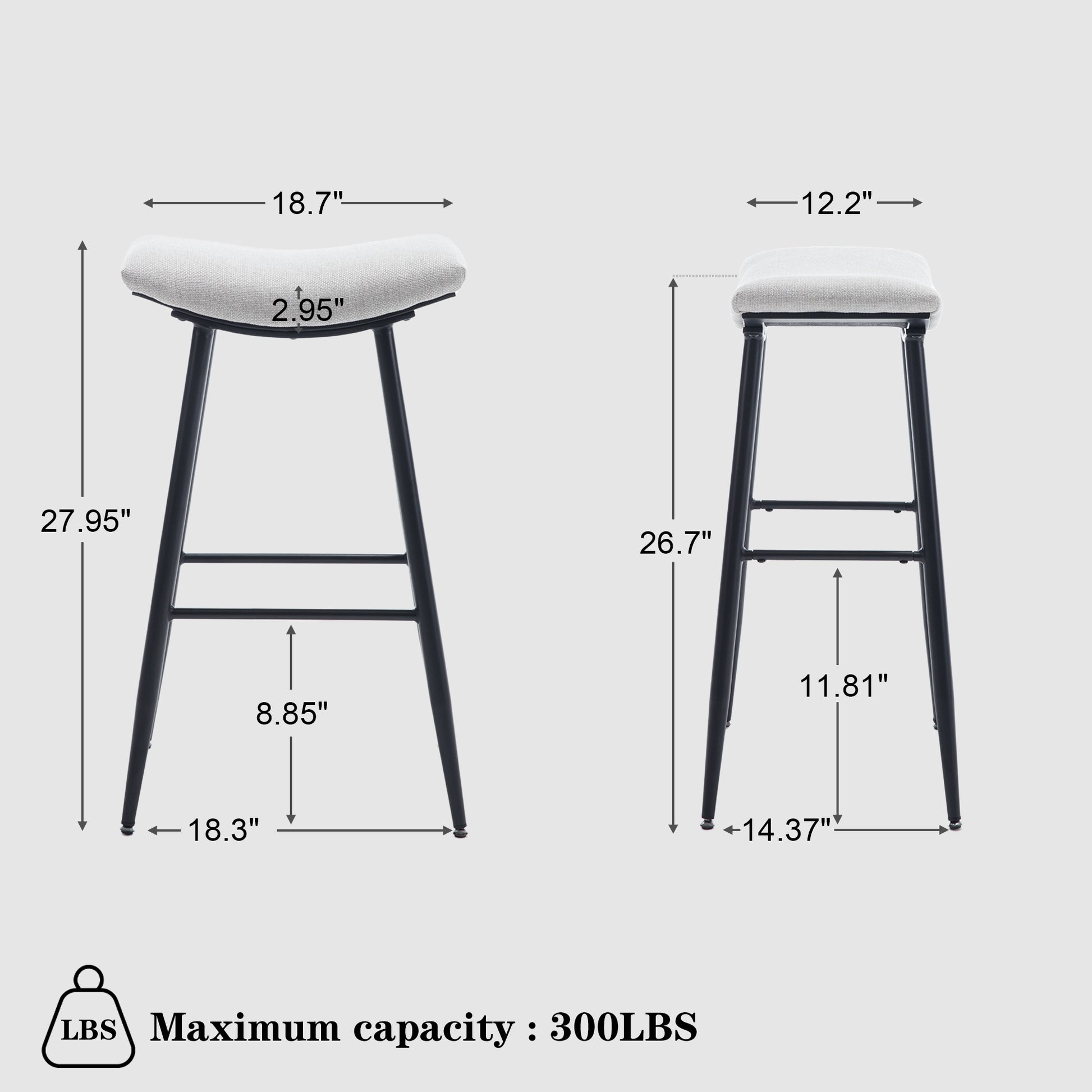 Bar Stools Set Of 2 Armless Counter Low Bar Stools Without Back Modern Linen Fabric Breakfast Stools With Metal Leg And Footrest,Beige Gray Pale Blue Beige Kitchen Foam Dry Clean Modern Bar Stools Foam Linen