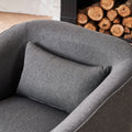 Swivel Barrel Chair With Ottoman, Swivel Accent Chairs Armchair For Living Room, Reading Chairs For Bedroom Comfy, Round Barrel Chairs With Black Metal Base Dark Grey Dark Gray Primary Living Space Modern Linen