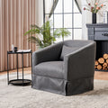 Swivel Barrel Chair With Ottoman, Swivel Accent Chairs Armchair For Living Room, Reading Chairs For Bedroom Comfy, Round Barrel Chairs With Black Metal Base Dark Grey Dark Gray Primary Living Space Modern Linen
