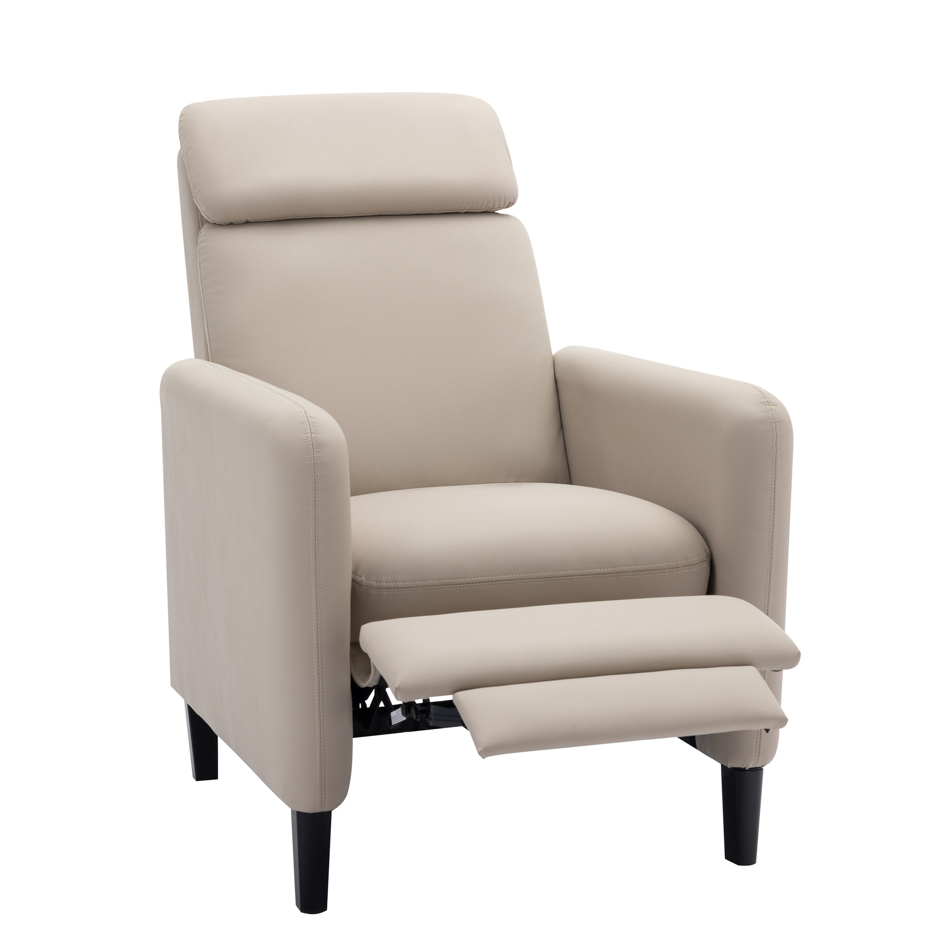 Modern Artistic Color Design Adjustable Recliner Chair Pu Leather For Living Room Bedroom Home Theater, Beige Beige Pu Leather