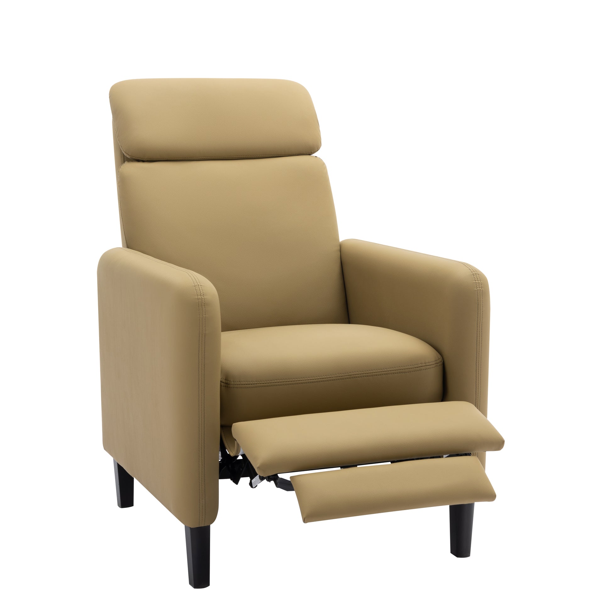 Modern Artistic Color Design Adjustable Recliner Chair Pu Leather For Living Room Bedroom Home Theater, Mustard Green Mustard Pu Leather