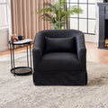 Swivel Barrel Chair With Ottoman, Swivel Accent Chairs Armchair For Living Room, Reading Chairs For Bedroom Comfy, Round Barrel Chairs With Black Metal Base Black Black Primary Living Space Modern Linen