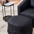 Swivel Barrel Chair With Ottoman, Swivel Accent Chairs Armchair For Living Room, Reading Chairs For Bedroom Comfy, Round Barrel Chairs With Black Metal Base Black Black Primary Living Space Modern Linen