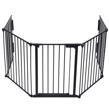 Fireplace Fence Black 5 Piece Set Black Metal