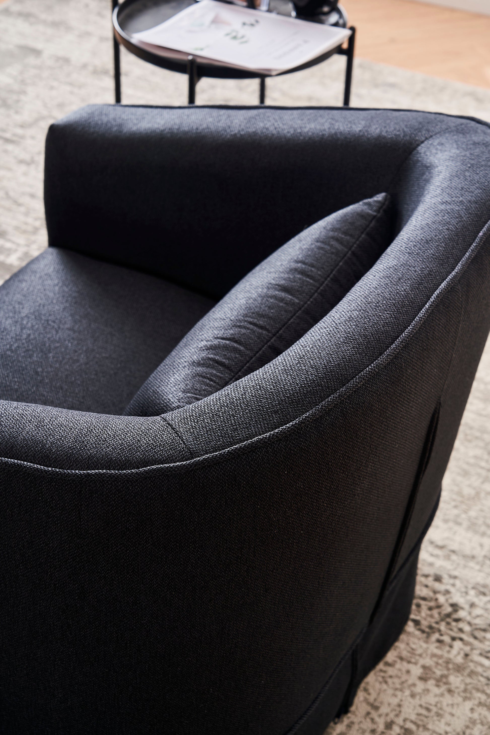 Swivel Barrel Chair With Ottoman, Swivel Accent Chairs Armchair For Living Room, Reading Chairs For Bedroom Comfy, Round Barrel Chairs With Black Metal Base Black Black Primary Living Space Modern Linen