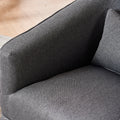 Swivel Barrel Chair With Ottoman, Swivel Accent Chairs Armchair For Living Room, Reading Chairs For Bedroom Comfy, Round Barrel Chairs With Black Metal Base Dark Grey Dark Gray Primary Living Space Modern Linen