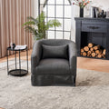 Swivel Barrel Chair With Ottoman, Swivel Accent Chairs Armchair For Living Room, Reading Chairs For Bedroom Comfy, Round Barrel Chairs With Black Metal Base Dark Grey Dark Gray Primary Living Space Modern Linen