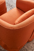 Swivel Barrel Chair With Ottoman, Swivel Accent Chairs Armchair For Living Room, Reading Chairs For Bedroom Comfy, Round Barrel Chairs With Black Metal Base Orange Orange Primary Living Space Modern Linen
