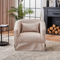 Swivel Barrel Chair With Ottoman, Swivel Accent Chairs Armchair For Living Room, Reading Chairs For Bedroom Comfy, Round Barrel Chairs With Black Metal Base Beige Beige Primary Living Space Modern Linen