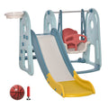 4 In 1 Toddler Slide And Swing Set With Adjustable Seat Height And Basketball Hoop, Freestanding Kids Climber Slide Playset With Basket Ball For Indoor Outdoor Playground Aged 18 60 Months Multicolor Hdpe