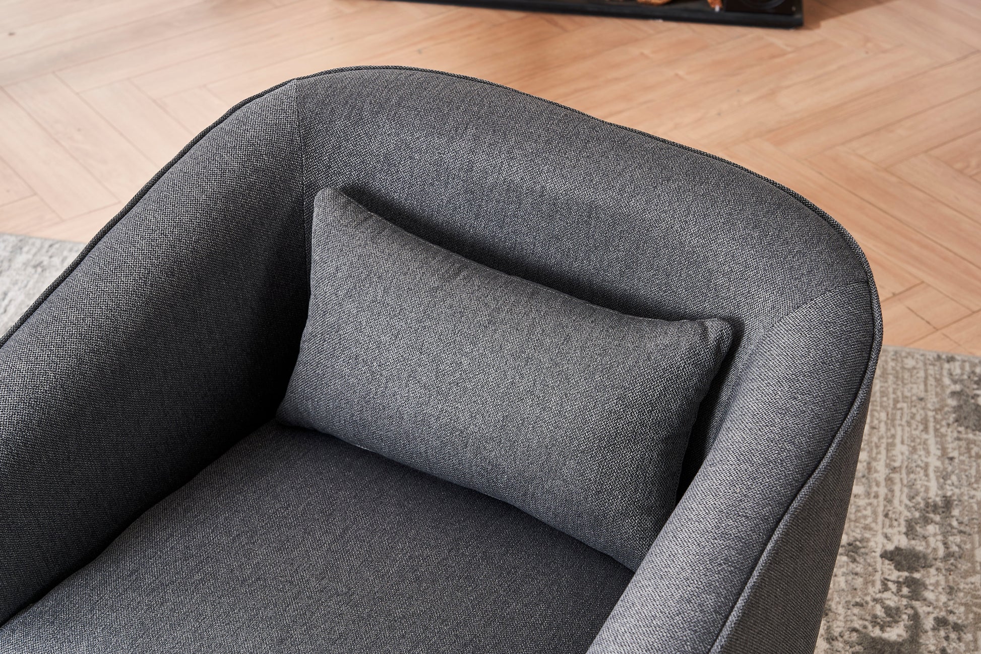 Swivel Barrel Chair With Ottoman, Swivel Accent Chairs Armchair For Living Room, Reading Chairs For Bedroom Comfy, Round Barrel Chairs With Black Metal Base Dark Grey Dark Gray Primary Living Space Modern Linen