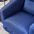 Swivel Barrel Chair With Ottoman, Swivel Accent Chairs Armchair For Living Room, Reading Chairs For Bedroom Comfy, Round Barrel Chairs With Black Metal Base Blue Blue Primary Living Space Modern Linen