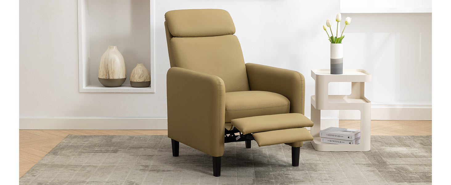 Modern Artistic Color Design Adjustable Recliner Chair Pu Leather For Living Room Bedroom Home Theater, Mustard Green Mustard Pu Leather
