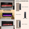 36 Inch Recessed Ultra Thin Tempered Glass Front Wall Mounted Electric Fireplace With Remote And Multi Color Flame & Emberbed, Led Light Heater Powder Coated Electric Antique Black Yes Tempered Glass Sheet Metal Plastic