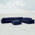 Harper Luxe Navy Sectional 7 Seat Configuration Navy Wood Linen 7 Seat