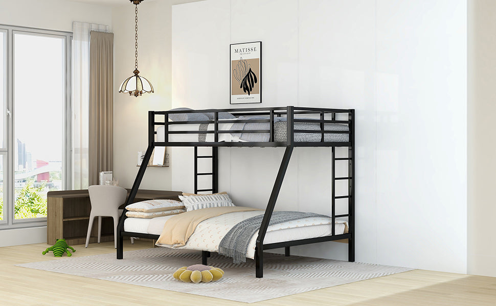 Metal Twin Xl Over Queen Bunk Bed For Teens And Adults,Space Saving Noise Reduced No Box Spring Needed, Old Sku W1307S00013 Expect Arrive Date 2024 3 24 Twin Xl Black Metal