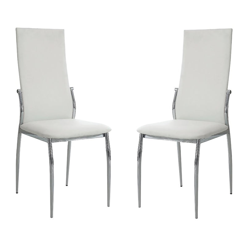 White Color2Pcs Dining Chairs Chrome Legs Dining Room Side Chairs High Back Modern Chairs White Dining Room Contemporary,Modern Side Chair Solid Back Chrome