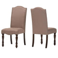 Transitional Antique Cherry Beige Set Of 2Pc Side Chairs Padded Fabric Turned Legs Dining Room Furniture Beige Brown Dining Room Contemporary,Modern,Transitional Side Chair Solid Back Solid Wood