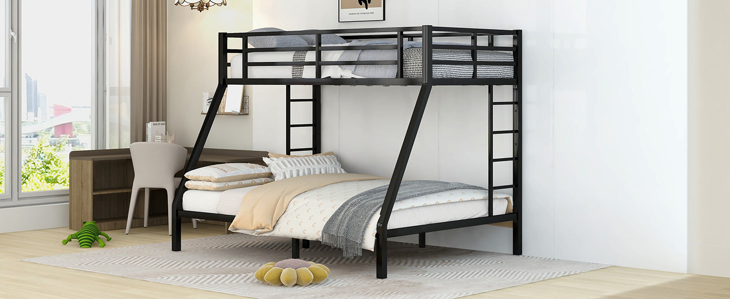 Metal Twin Xl Over Queen Bunk Bed For Teens And Adults,Space Saving Noise Reduced No Box Spring Needed, Old Sku W1307S00013 Expect Arrive Date 2024 3 24 Twin Xl Black Metal