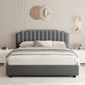 Lift Up Queen Size Bed Velvet Grey Box Spring Not Required Queen Gray Wood Light Brown Bedroom American Design Poplar Slat Beds Foam Velvet Upholstered