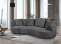 Liyasi Living Room Sofa Set With Luxury Teddy Fleece2 Seaterarmchair Swivel 360 Degree Grey Polyester Wood Primary Living Space Eucalyptus Foam Fabric 3 Seat