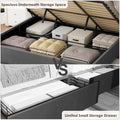 Lift Up Queen Size Bed Velvet Grey Box Spring Not Required Queen Gray Wood Light Brown Bedroom American Design Poplar Slat Beds Foam Velvet Upholstered