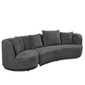 Liyasi Living Room Sofa Set With Luxury Teddy Fleece2 Seaterarmchair Swivel 360 Degree Grey Polyester Wood Primary Living Space Eucalyptus Foam Fabric 3 Seat